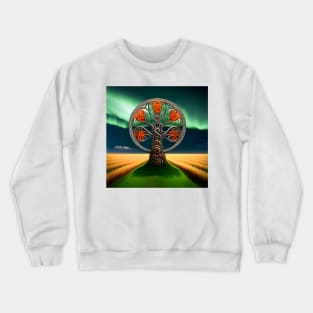 Celtic Tree illuminated by Northern Lights Crewneck Sweatshirt